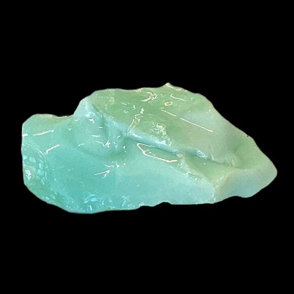 Green Aqua Layered Art Glass Cullet Glowing Manganese Slag Glass #5GX31 - Picture 6 of 7